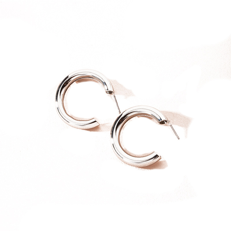 New Fashion Metal C-shaped Large Circle Women's Retro Alloy Earrings display picture 5