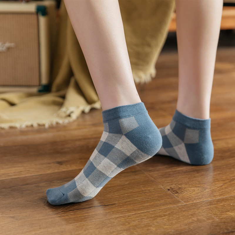 Summer Boat Checkered Socks Ladies Sweet Casual Cotton Socks Low-top Boat Socks Wholesale Nihaojewelry display picture 4