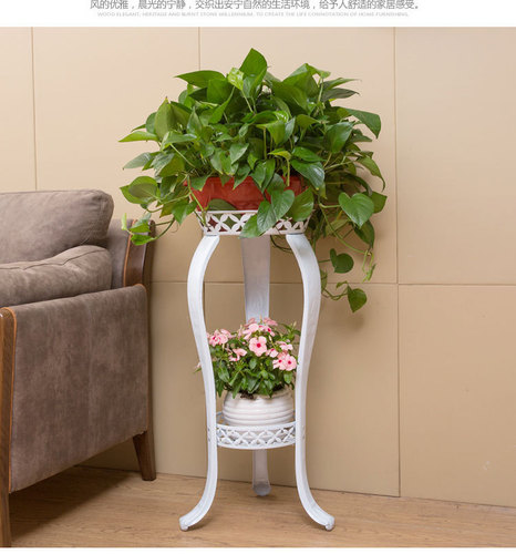 Green Ficus Ladder Multi-layer Iron Plant Stand Floor Space-saving European Double-layer Indoor Plant Stand