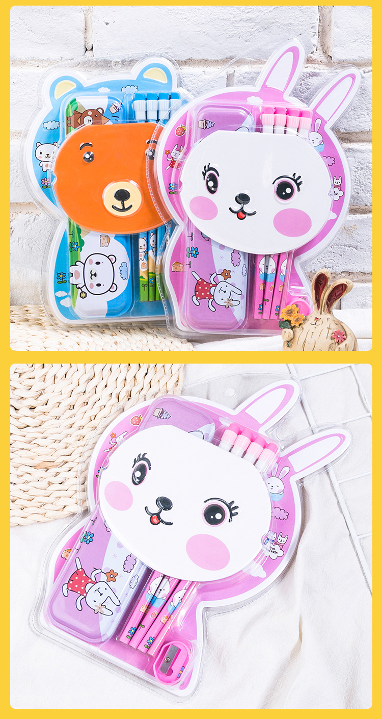 1 Set Bear Class Learning Mixed Materials Cute Stationary Sets display picture 1