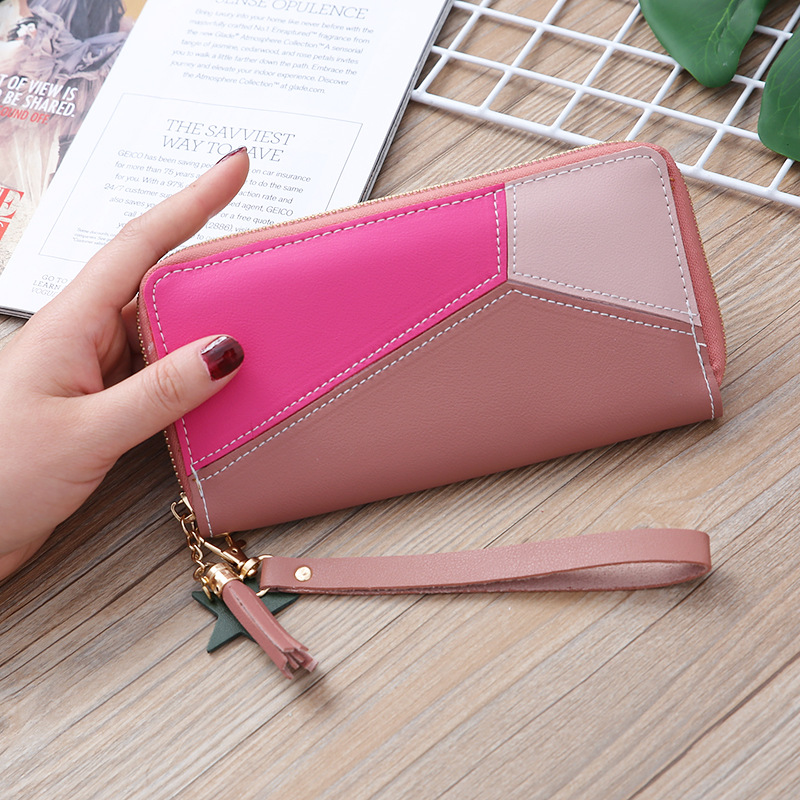 Korean Stitching Women's Wallet Card Bag Color Matching Mobile Phone Bag Card Bag display picture 36