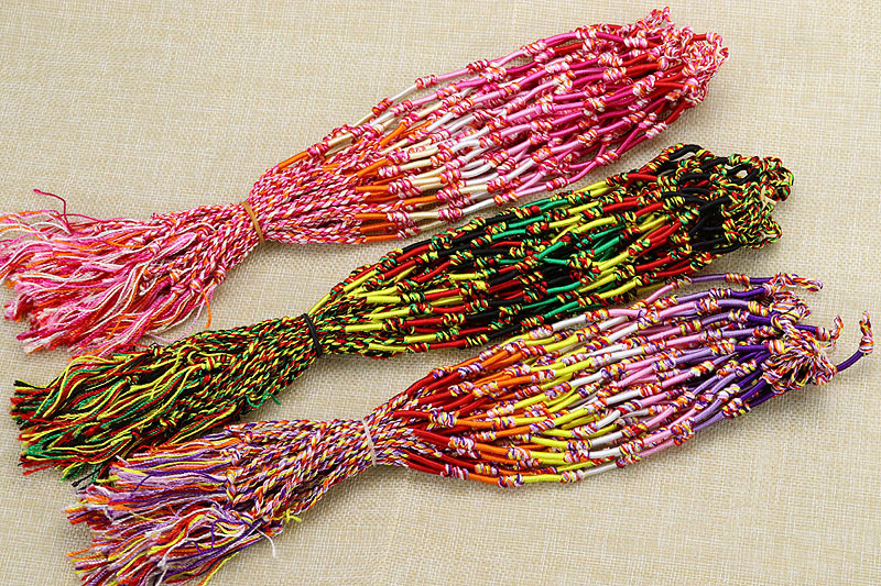 Business Occasion Silk Thread, Bandana Material Ethnic Style Color Block Silk Thread Bandana String Bracelets Wholesale
