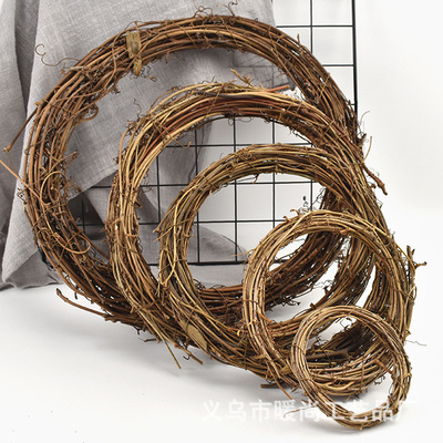 厂家批发土伏藤藤圈花环圣诞节花店DIY装饰花环门挂花艺裸圈干花