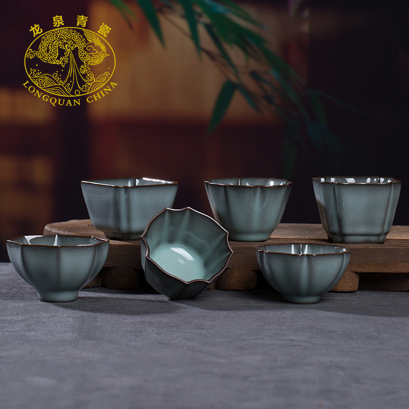 龙泉青瓷品茗杯大师手工铁胎主人杯高档陶瓷功夫茶具茶杯单杯定制|ru