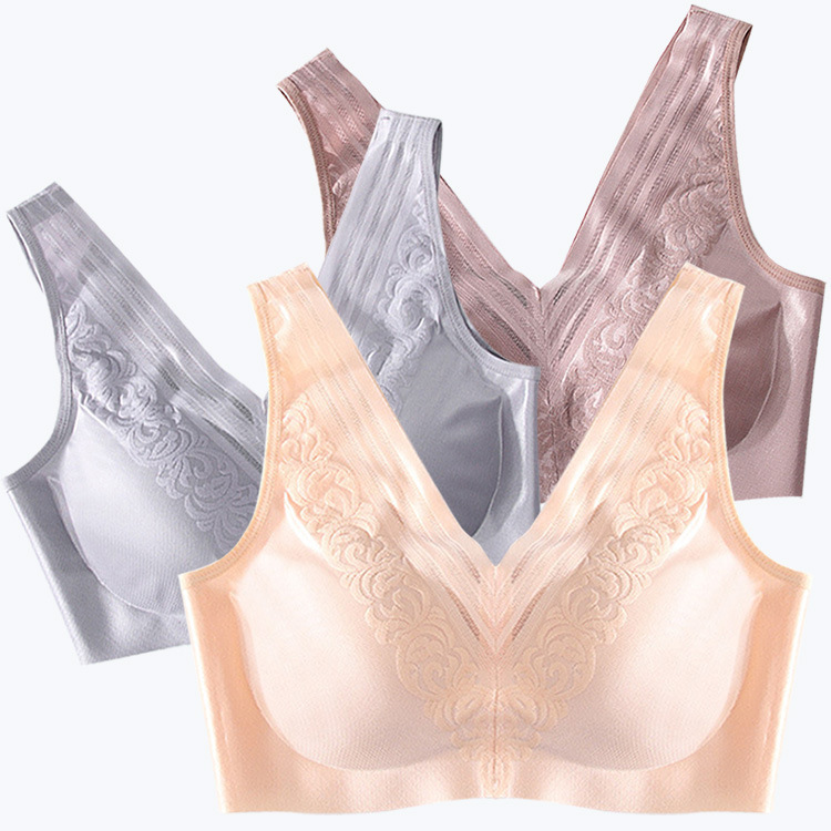 心機美背無痕冰絲內衣女無鋼圈運動小胸聚攏背心式無磁睡眠文胸罩