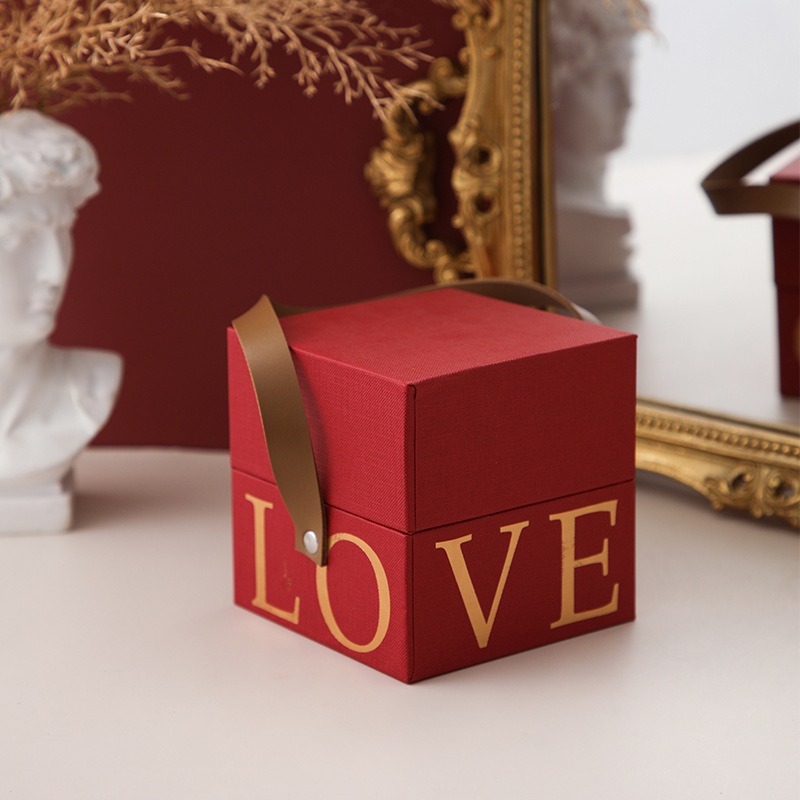 Wedding Candy Box Square Hard Box LOVEAromatherapy Gift Box Packaging Portable Wedding High-end Souvenir Empty Box