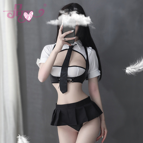 Pinxian manufacturer sexy lingerie set COSPALY sexy JK uniform female secretary maid student hot temptation