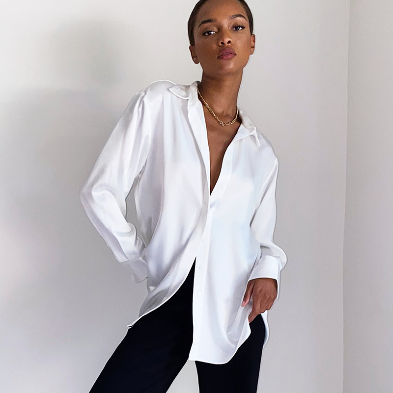 lapel long-sleeved single-breasted top NSFD28509