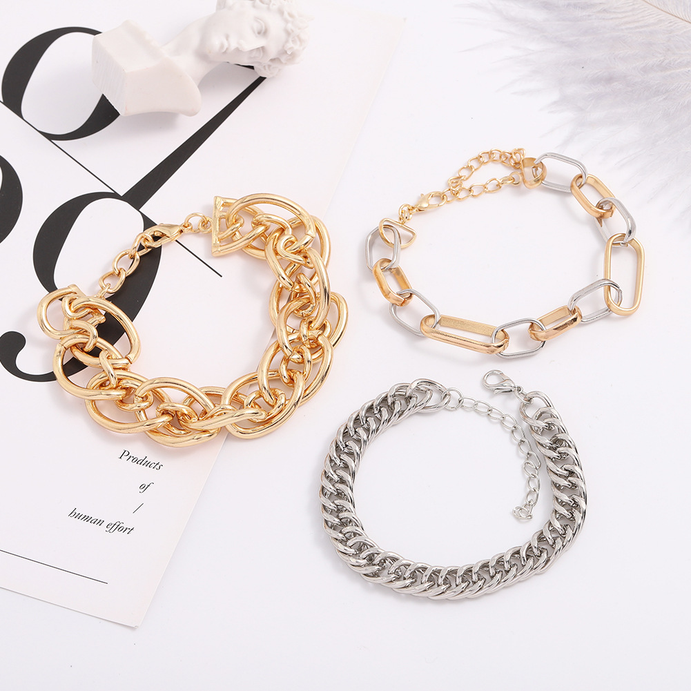 Fashion Hip Hop Two-color Bracelet Set display picture 2