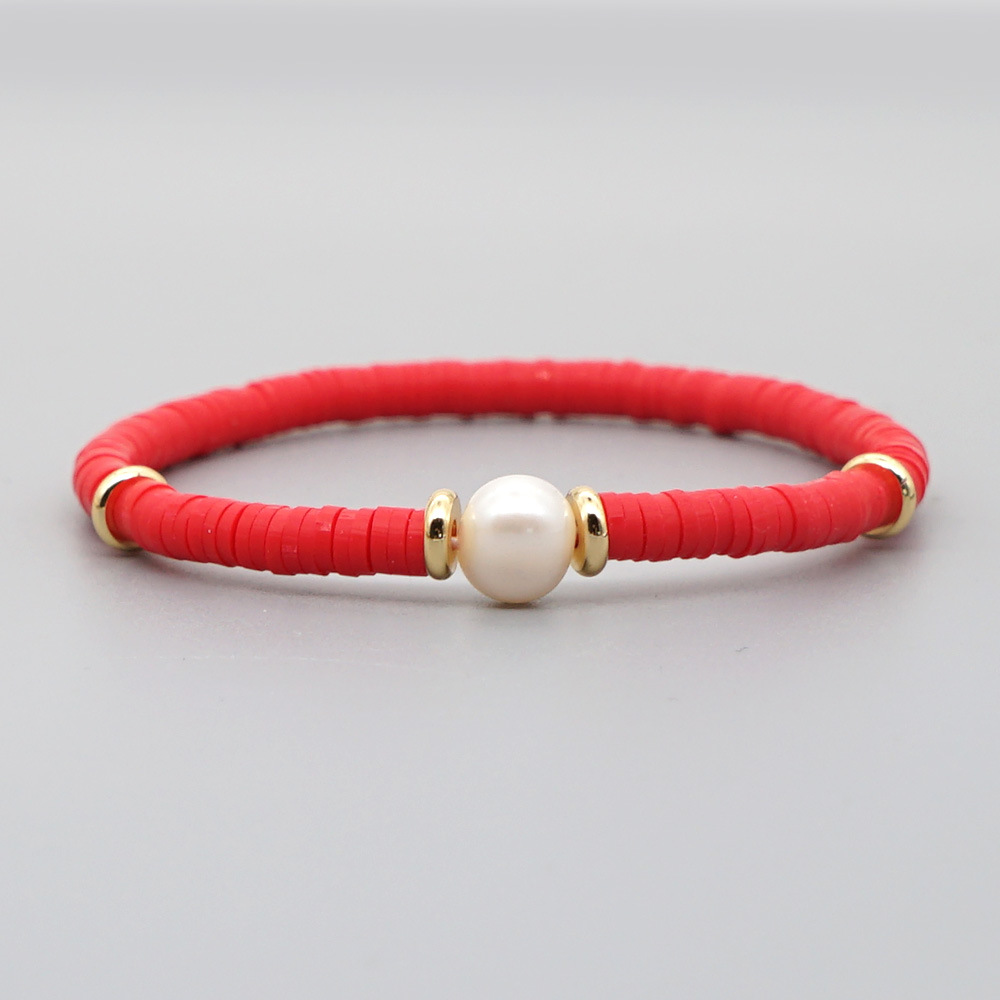 Fashion Bohemian Beach Style Natural Baroque Pearl Color Soft Ceramic Letter Bracelet For Women display picture 29