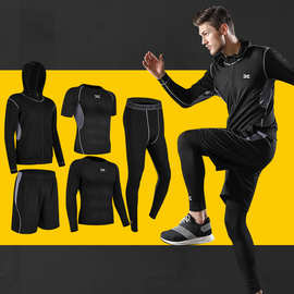 新款2021健身服男春夏紧身衣健身房装备跑步篮球训练速干运动套装