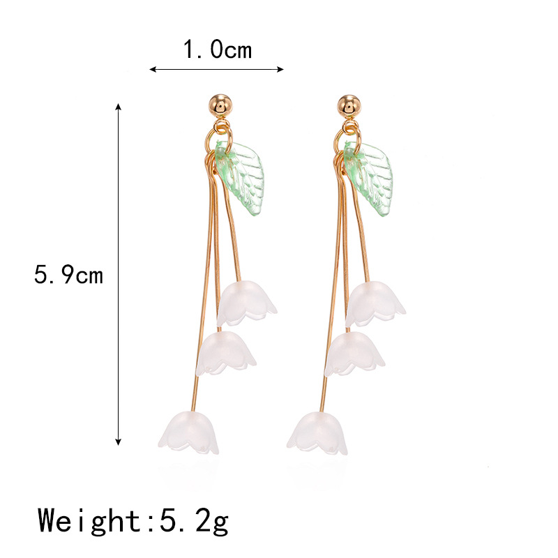 Korean New Accessories Matte Campanula Tree Leaf Lily Of The Valley Earrings display picture 4
