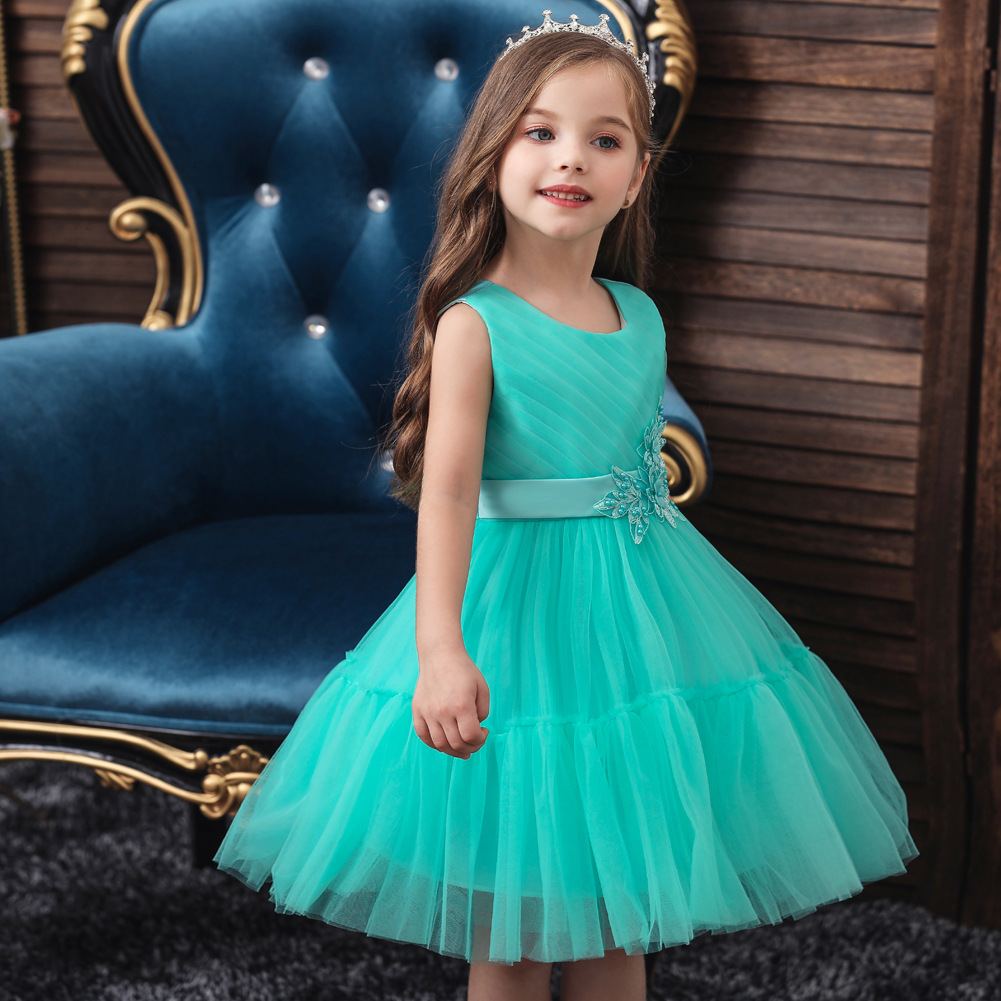 green emerald velvet dress Red Organza Little Girls Dresses,Knee Length Girls Pageant Dress,GPD0026, J16 / Mint Green main image 0