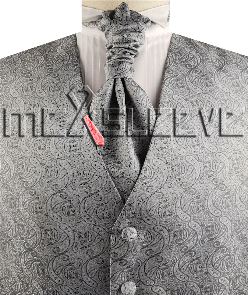 新款中老年腰果提花马甲灰色高档男款宽松西装马夹定做礼服小坎肩|ms