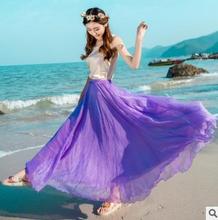 外貿拖地半身長裙沙灘度假半身裙波西米亞8米大擺雪紡仙女裙