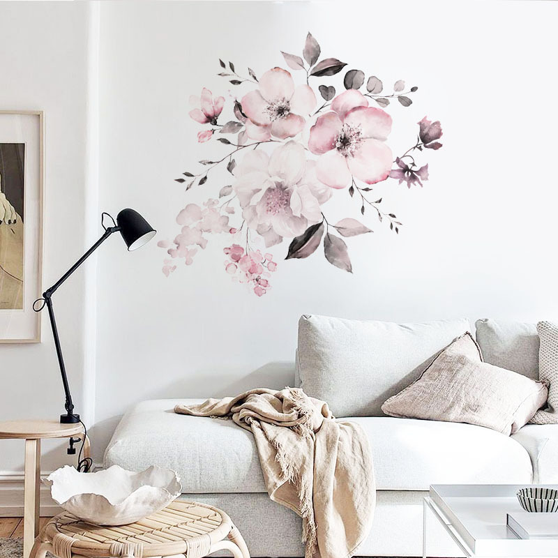 neue Wandaufkleber 30 Spezifikationen Aquarell rosa Blumengruppe Home Hintergrund Dekoration kann entfernt werdenpicture9