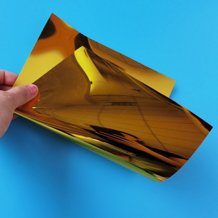 工厂供应 金色PET镜片 金色镜面膜 背胶PET镜片卷材 塑胶材料
