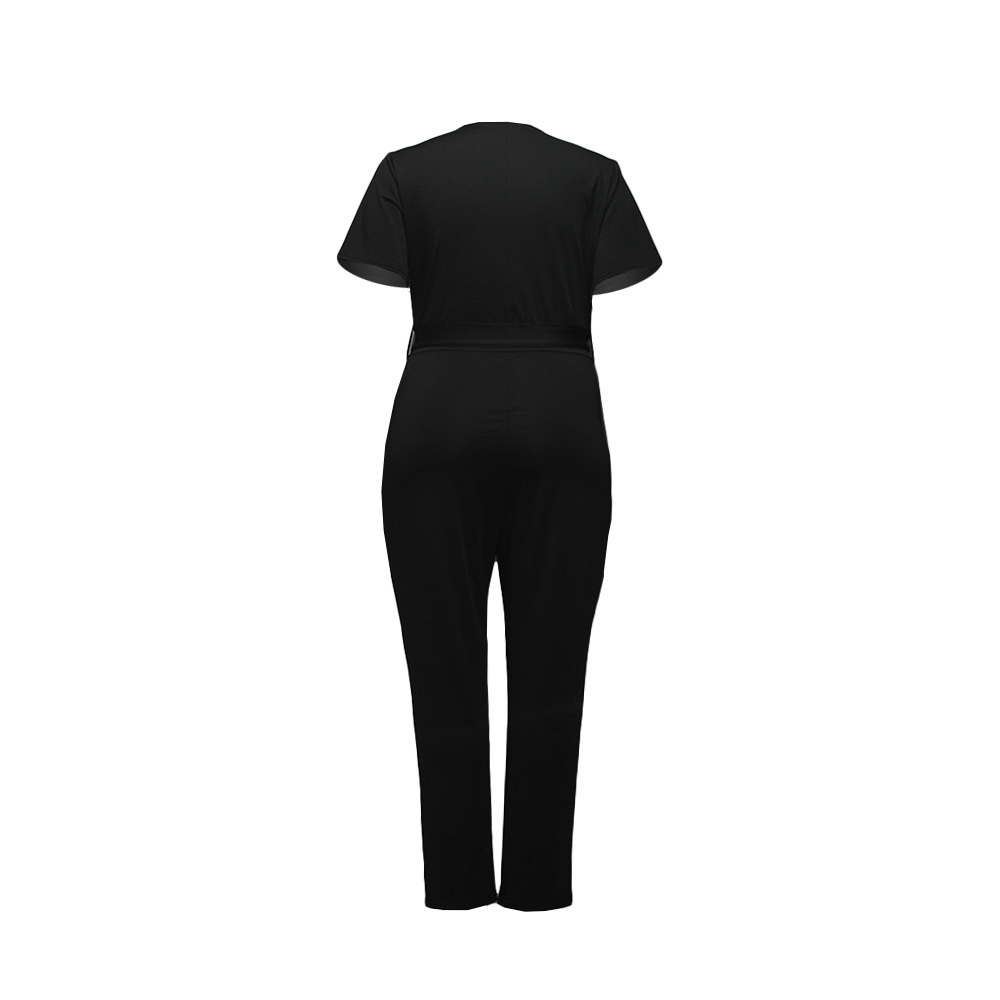 Women's Fashion V-neck Waistband Wide-leg Pants Suit