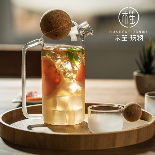 Wooden Sheng plaything simple cloud glass frosted teapot high temperature resistant glass office personalized fruit flower teapot