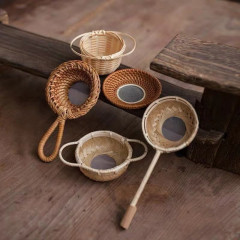 Handmade bamboo tea filter, rattan tea drain, retro creative tea residue tea filter, tea ceremony spare parts, Kung Fu tea set