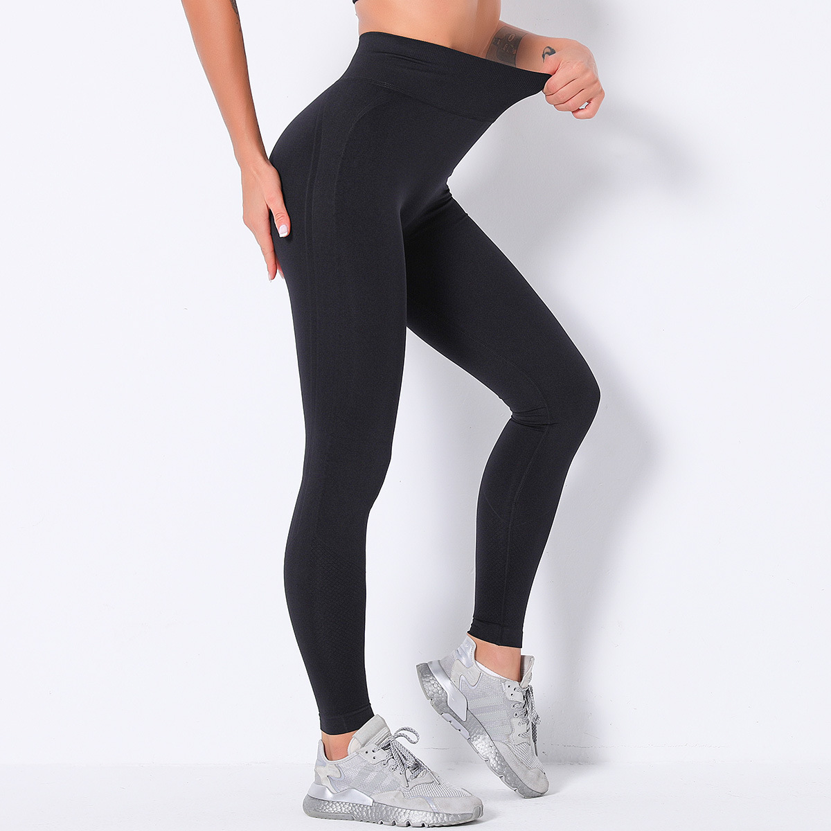 seamless high waist tight-fitting hip-lifting solid color sports pants  NSNS10685