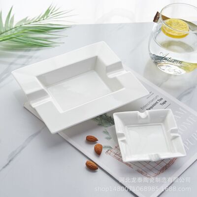 纯白陶瓷烟灰缸欧式骨瓷雪茄创意礼品酒店大号烟灰缸可定制logo|ru