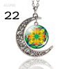 Mandala pendant retro hollow crescent necklace mandala flower totem Time gem jewelry supply