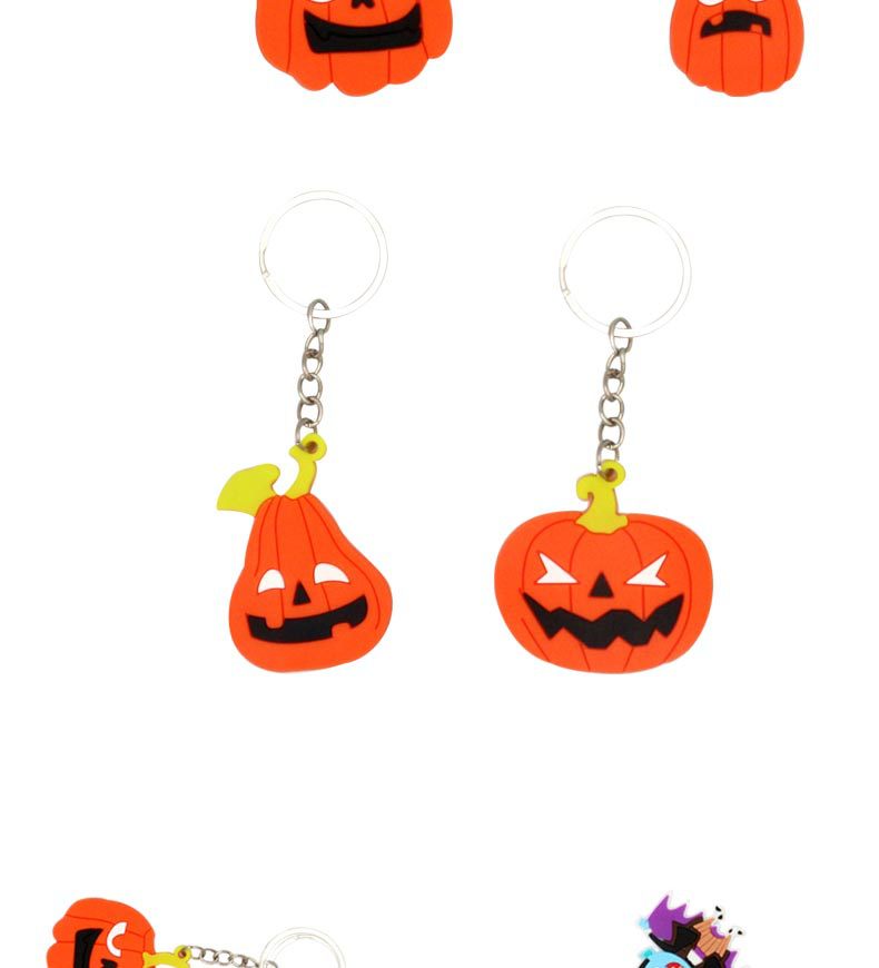 Cute Pvc Soft Rubber Pumpkin Skull Ghost Witch Halloween Keychain Pendant display picture 2