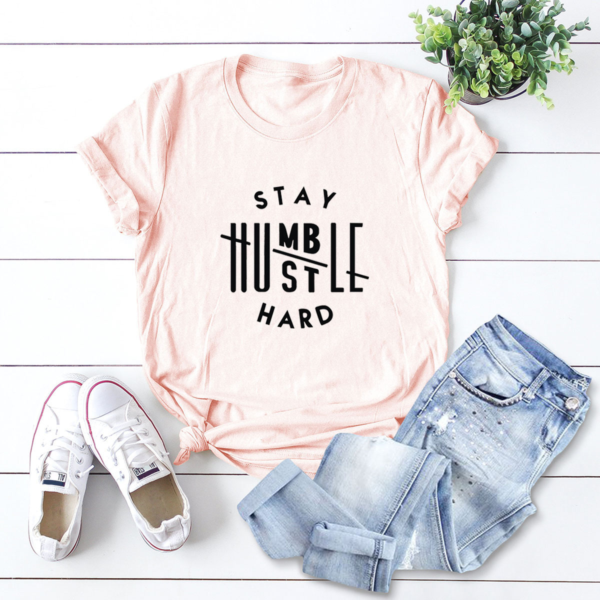 casual letters printed short-sleeved women s T-shirt NSSN1803