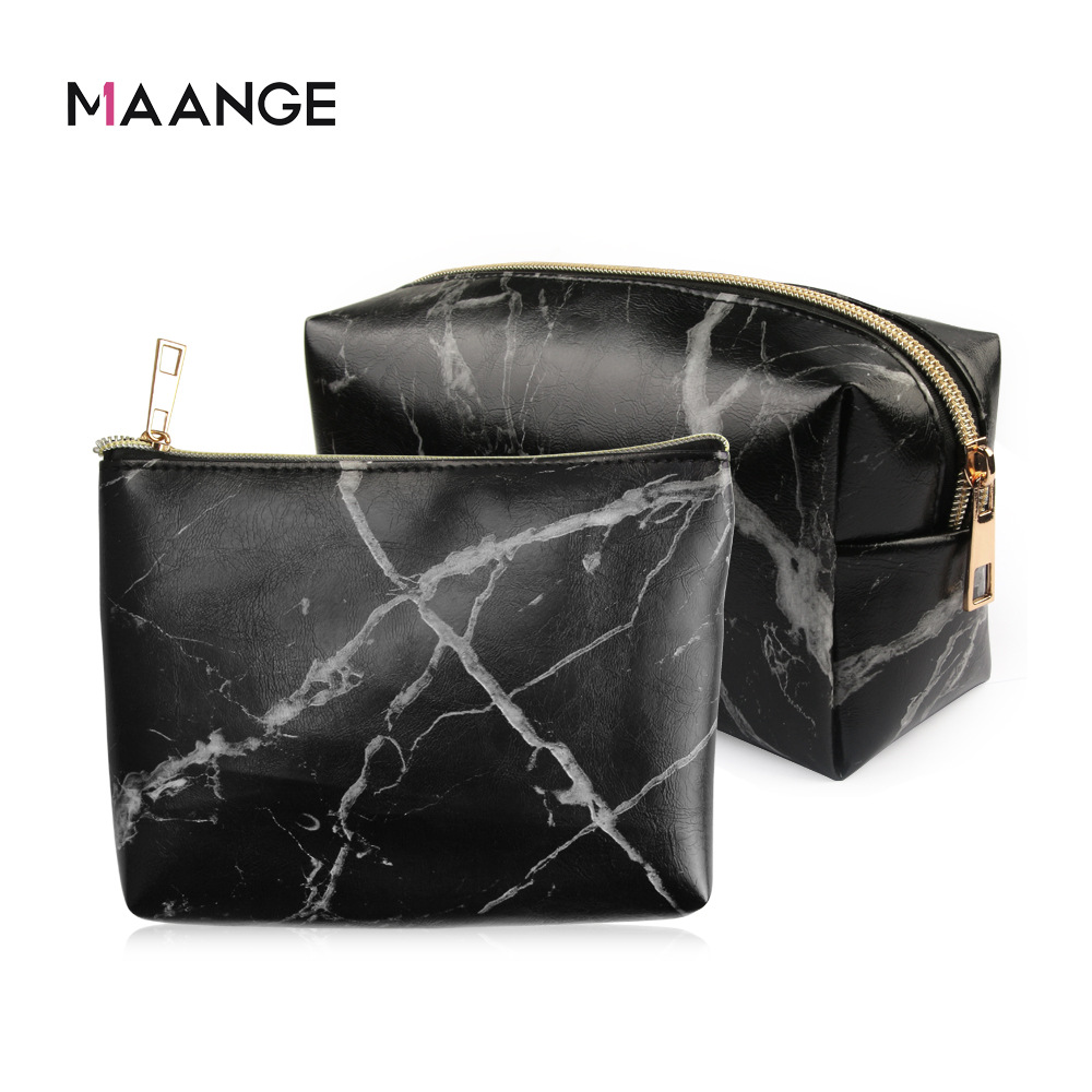 Set de 3 bolsas de brochas de maquillaje – Diseño mármol, portátiles, con función de almacenamiento (venta transfronteriza)