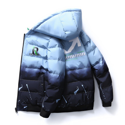 新款双面穿棉衣服男士韩版潮牌时尚青年学生修身渐变休闲外套冬|ms