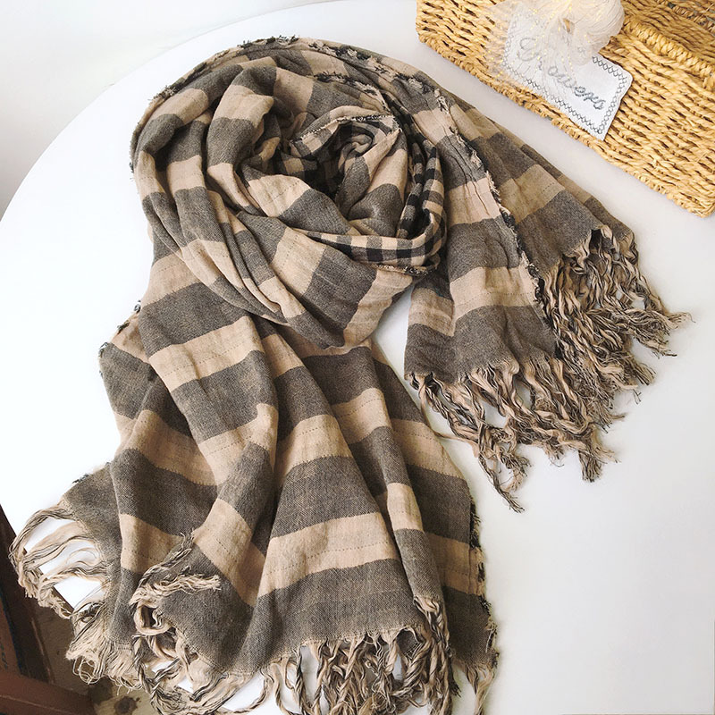 Unisex Vintage Style Ethnic Style Stripe Cotton Tassel Scarf display picture 7