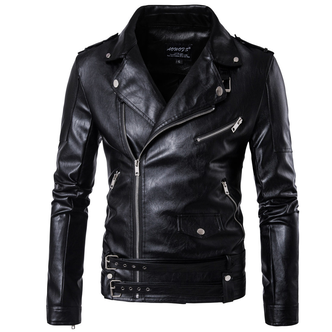 Tamaño europeo moda punk hombres chaqueta de cuero Cali cuero motocicleta chaqueta de cuero delgada Harley chaqueta de cuero D101