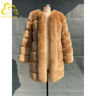 Manufactor wholesale leather and fur new pattern Mosaic Fur integrated coat Fox Fur coat