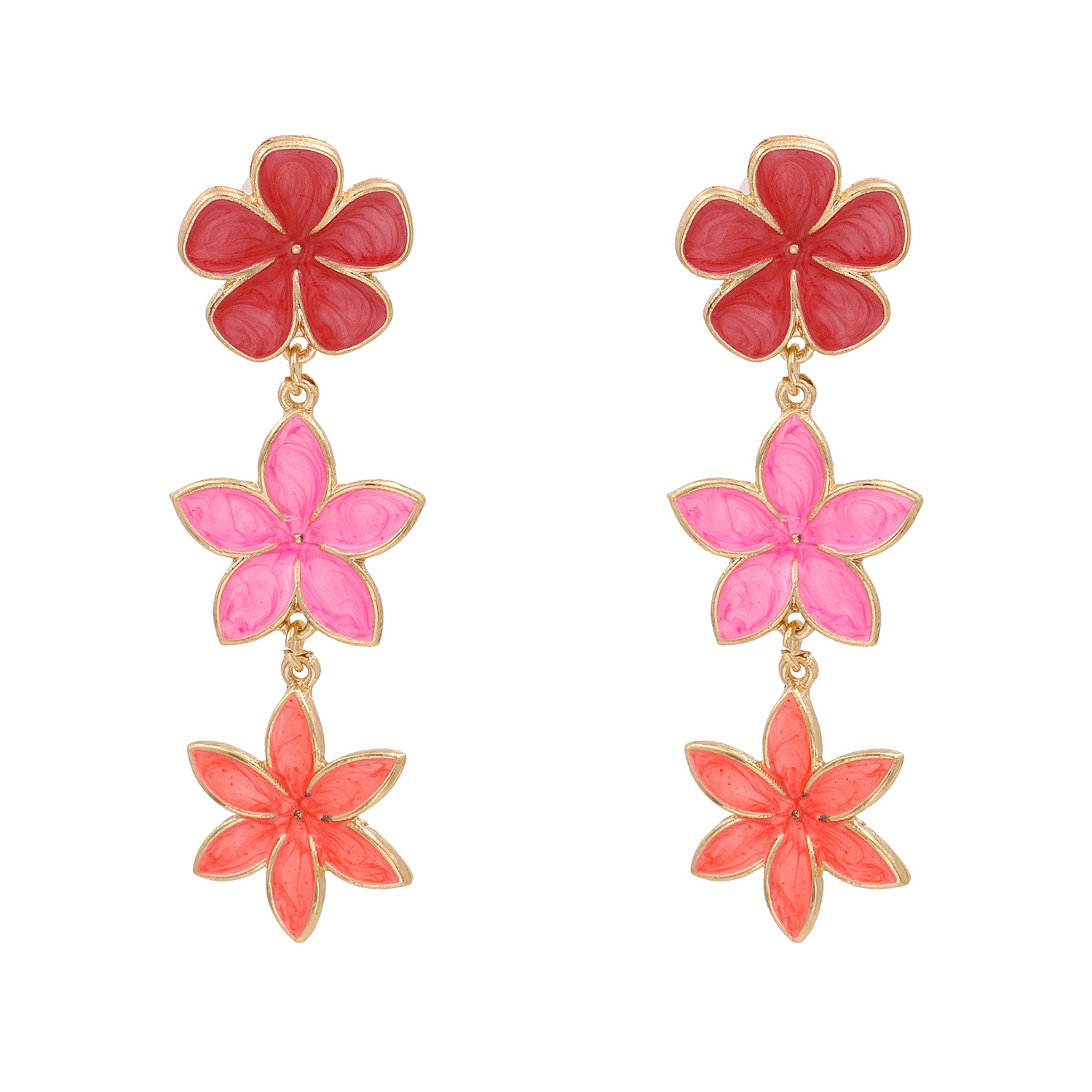 Fashion Retro Lilac Oil Drop Flower Earrings Three Earrings Personalized Earrings Wholesale Nihaojewelry display picture 10