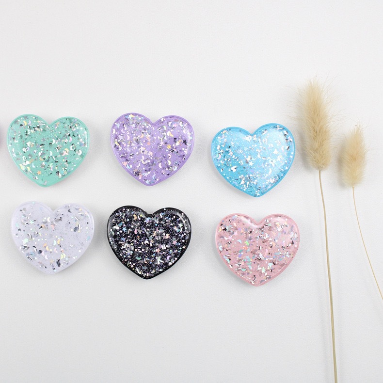 Solid Color Glitter Drop Glue Retractable Airbag Bracket Heart-shaped Multi-function display picture 3