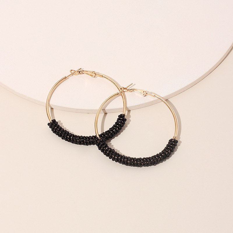 Ig Style Alloy Knitting Miyuki Beads Women's Hoop Earrings display picture 11