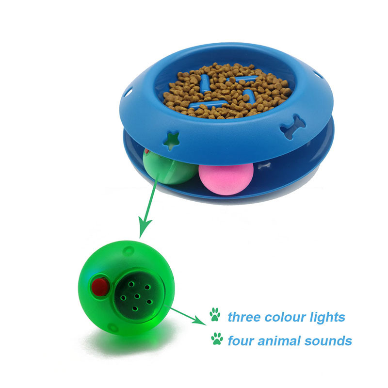 亞馬遜寵物用品玩具ABS塑料聲光滾球狗狗貓咪益智慢食碗