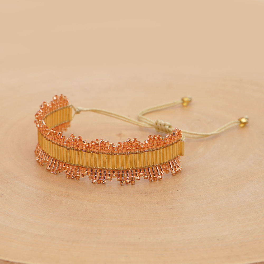 Simple Ethnic Glass Beaded Golden Retro Bracelet display picture 6