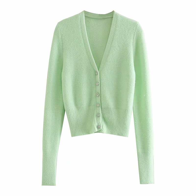 wholesale autumn jewelry buttoned women's knitted jacket NSAM4297