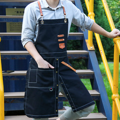Hairstylist apron printed denim cafe milk tea shop barber men's and women's restaurant work clothes custom printed logo