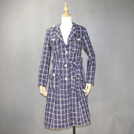 定制女装春秋冬长袖长款风衣名媛小香枫大衣立领修身欧美风格女装