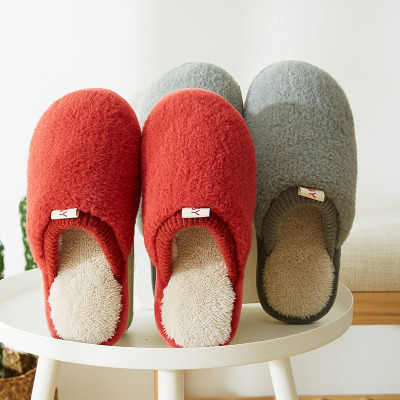 2020秋冬新款情侣棉拖纯色简约室内家居鞋女包头毛绒保暖防滑棉鞋|ru