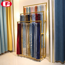 网红窗帘吊卡展示架家纺布艺落地式陈列架子可移动带轮挂布料样品