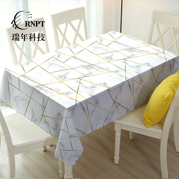 Ruinan [Фабрика прямых продаж] Золотая линия печати скатерть бытовая скатерть водонепроницаемая маслостойкая ПВХ скатерть