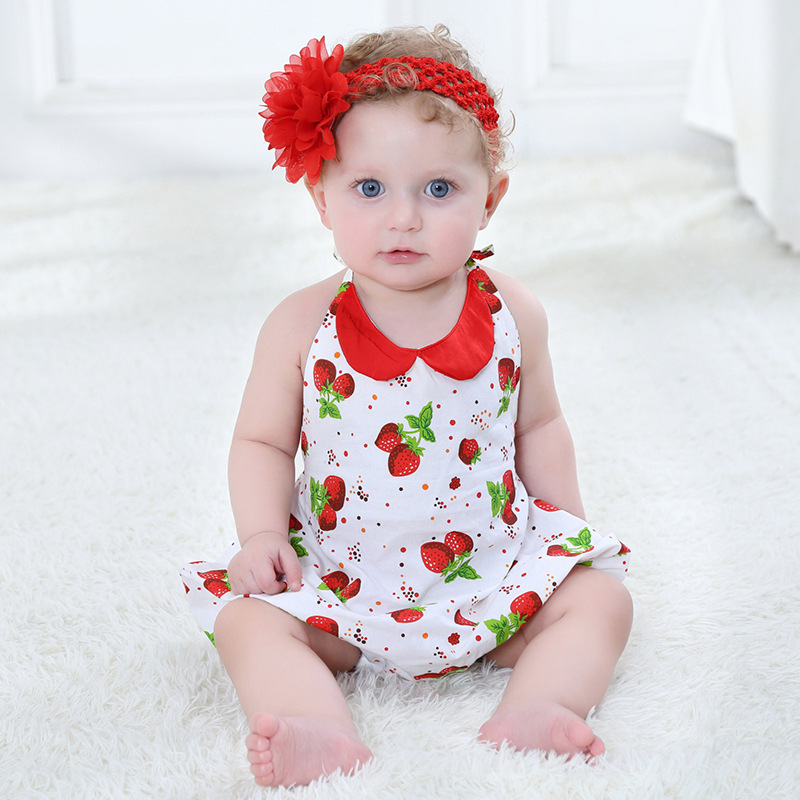 Summer New Comfortable Navy Collar Strawberry Triangle Romper Romper 0-3 Years Old Children's Wear display picture 5