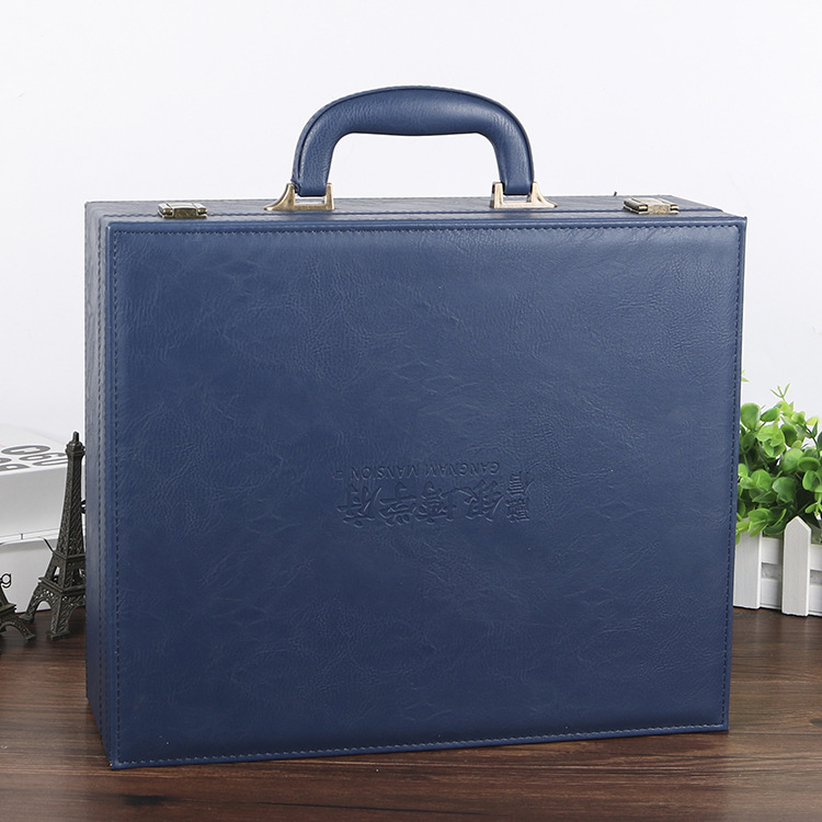 厂家定购礼品盒皮质房地产礼品交房盒手提工具箱子定制