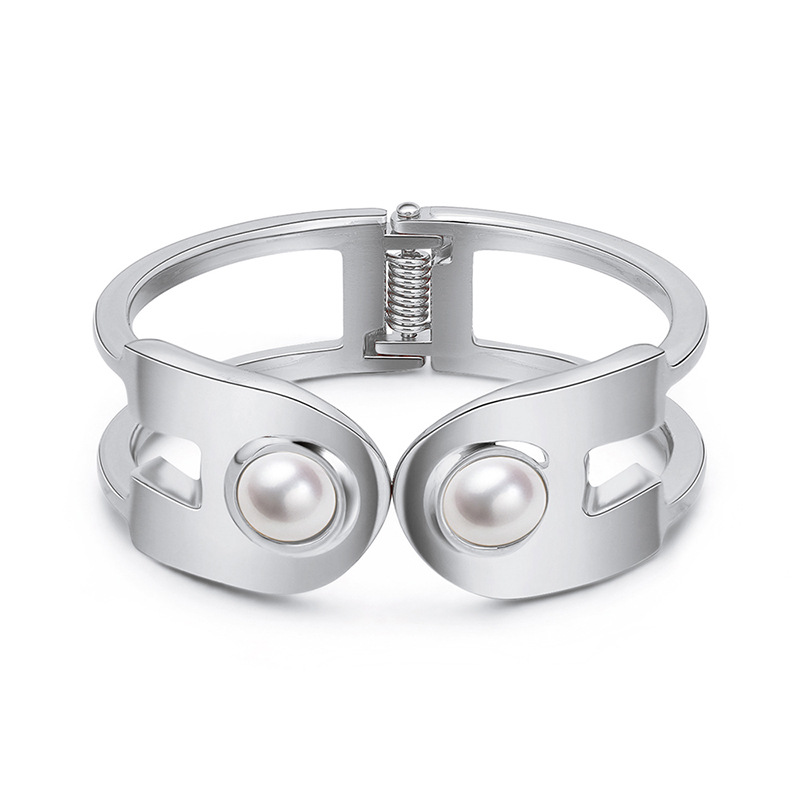 U-shaped Pearl Double-head Opening Bracelet display picture 11