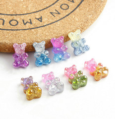 熒光幻彩果凍亮片小熊軟糖果貼片DIY手工飾品手機殼耳釘配件掛件