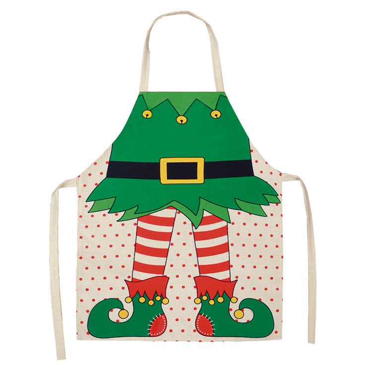 Christmas Retro Cartoon Linen Apron 1 Piece display picture 2